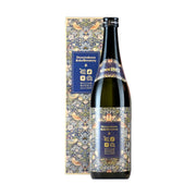 DEWAZAKURA William Morris Junmai Daiginjo sake bottle with ornate blue label