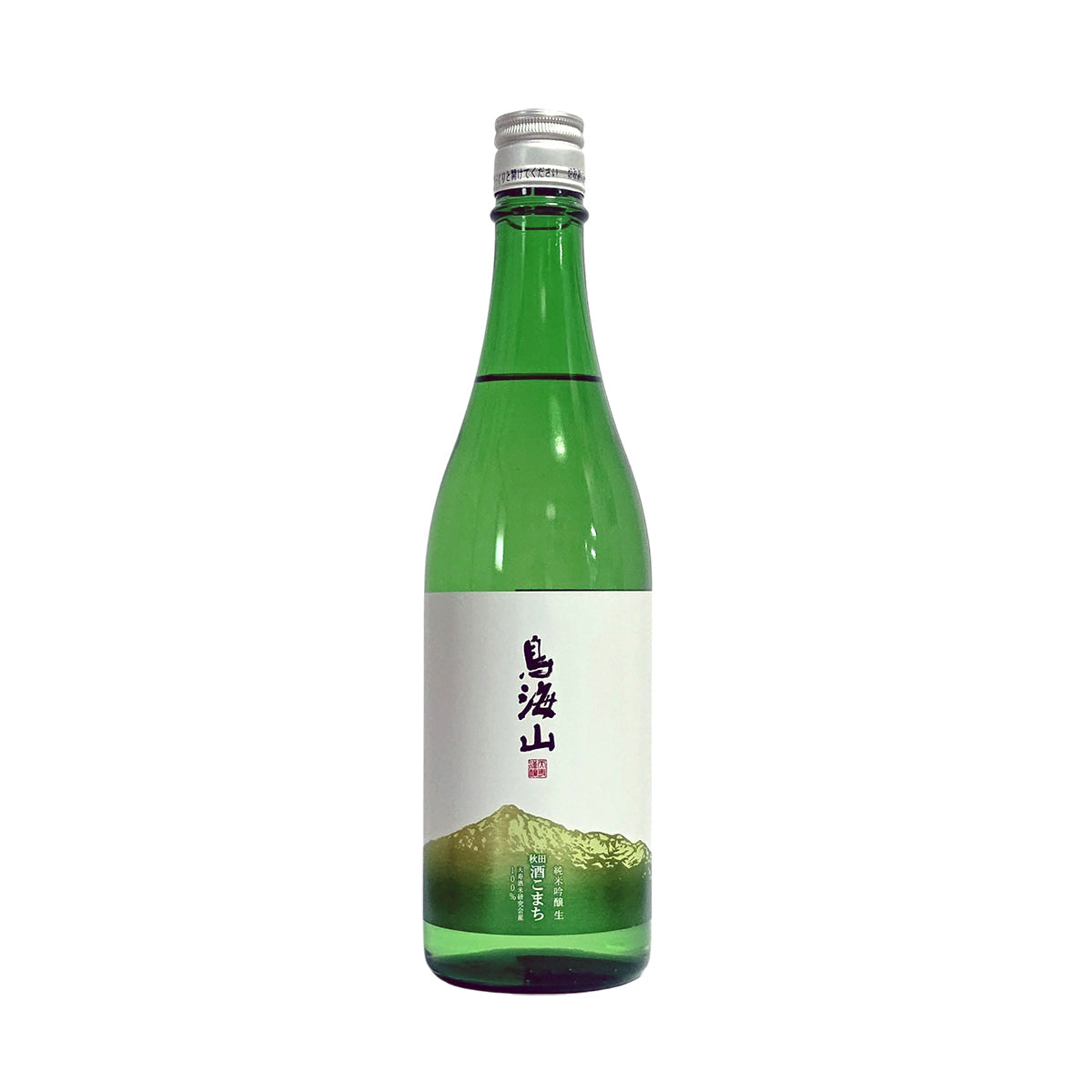 TENJU sake bottle, green glass, silver cap, 720 mL