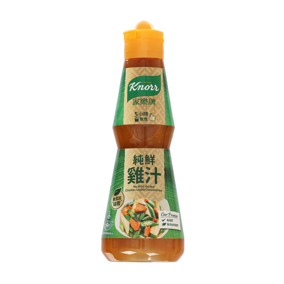 KNORR chicken liquid concentrate bottle, green label with orange cap