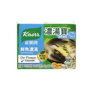 Knorr fish dense soup jelly box, green-and-blue front with bowl artwork
