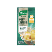 Green Knorr liquid broth carton, 1L, with front label and chicken soup image