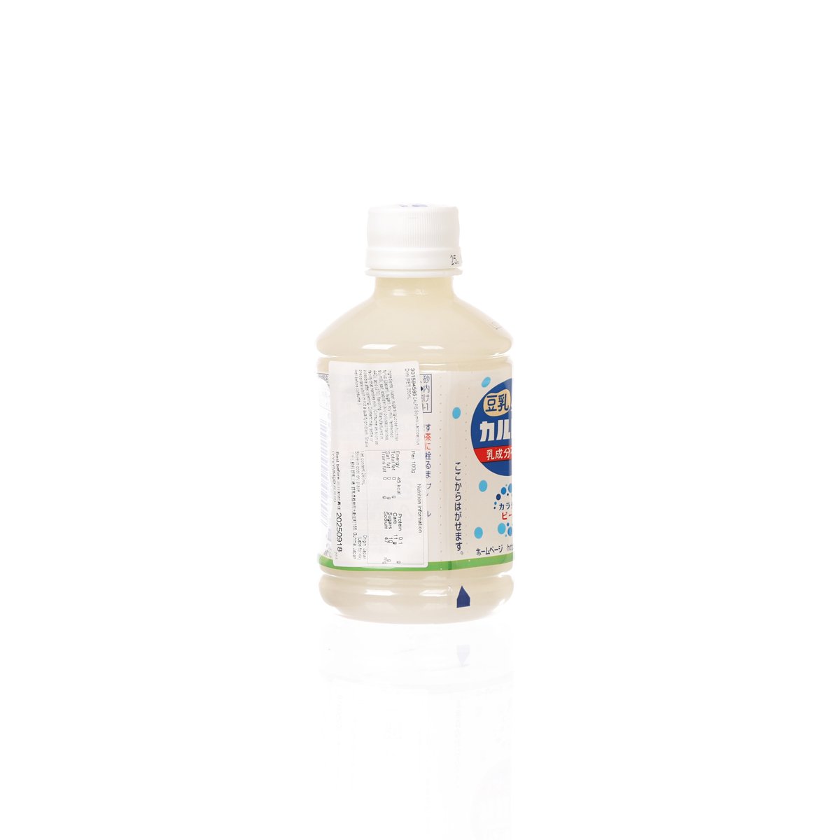 CALPIS soymilk drink PET bottle, back label with barcode text