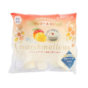 Mango & apricot kernel marshmallow bag, peach and cream front label