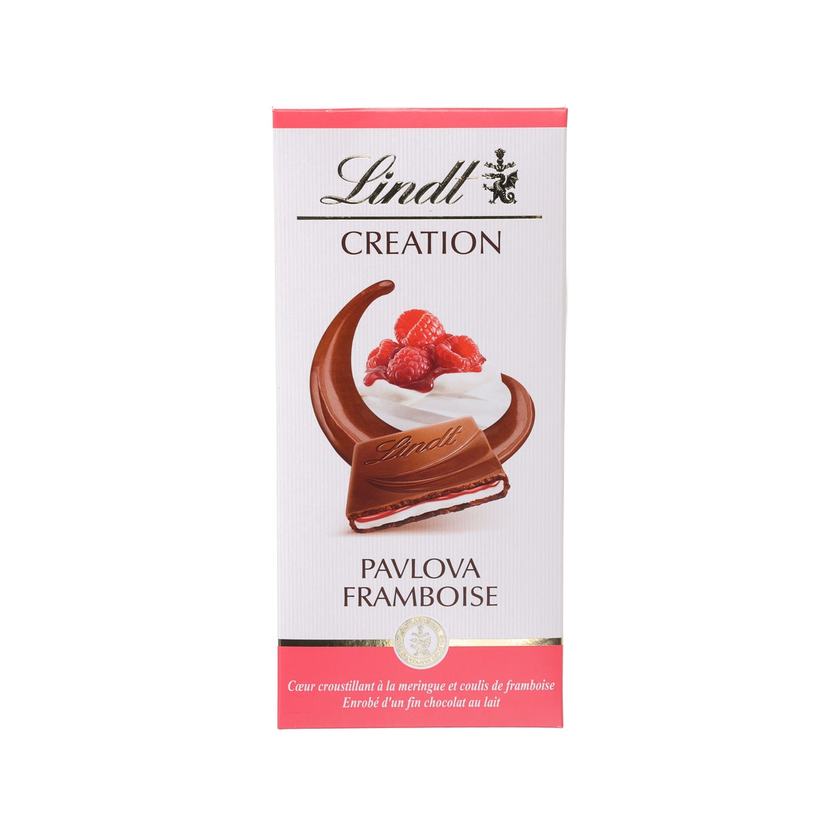 LINDT Creation milk chocolate wrapper with raspberry pavlova flavor, 150g pack