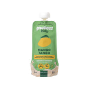 Green mango-flavored fruit shake pouch with spout, Mango Tango label
