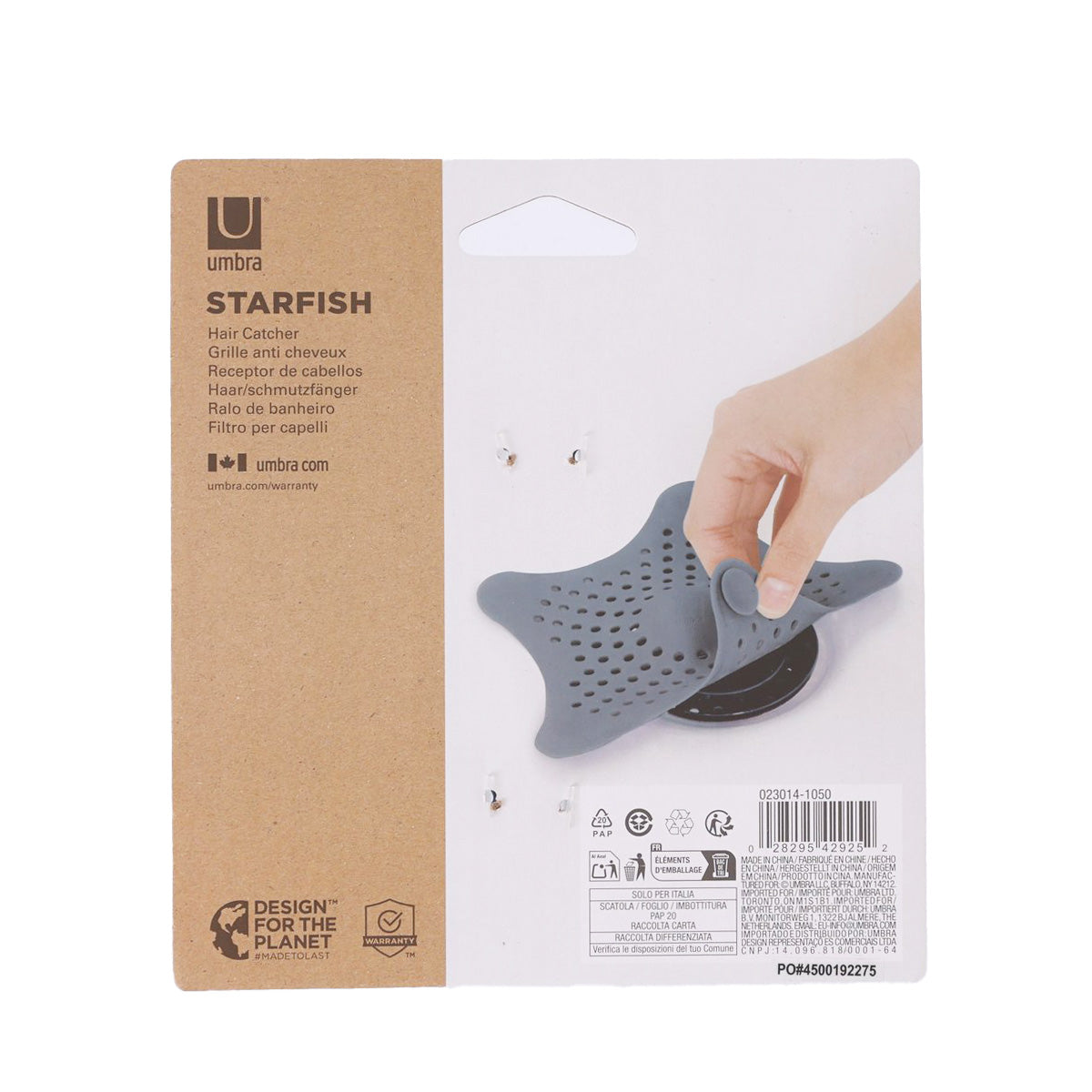 Starfish hair catcher slate blue silicone pad with dot holes for catching hair