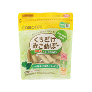Packaged puffed rice sticks snack bag with green vegetable flavor, 25g