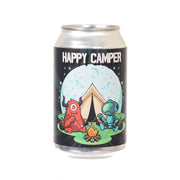 DEADMAN BREWERY Happy Camper beer can with monster and robot camping illustration