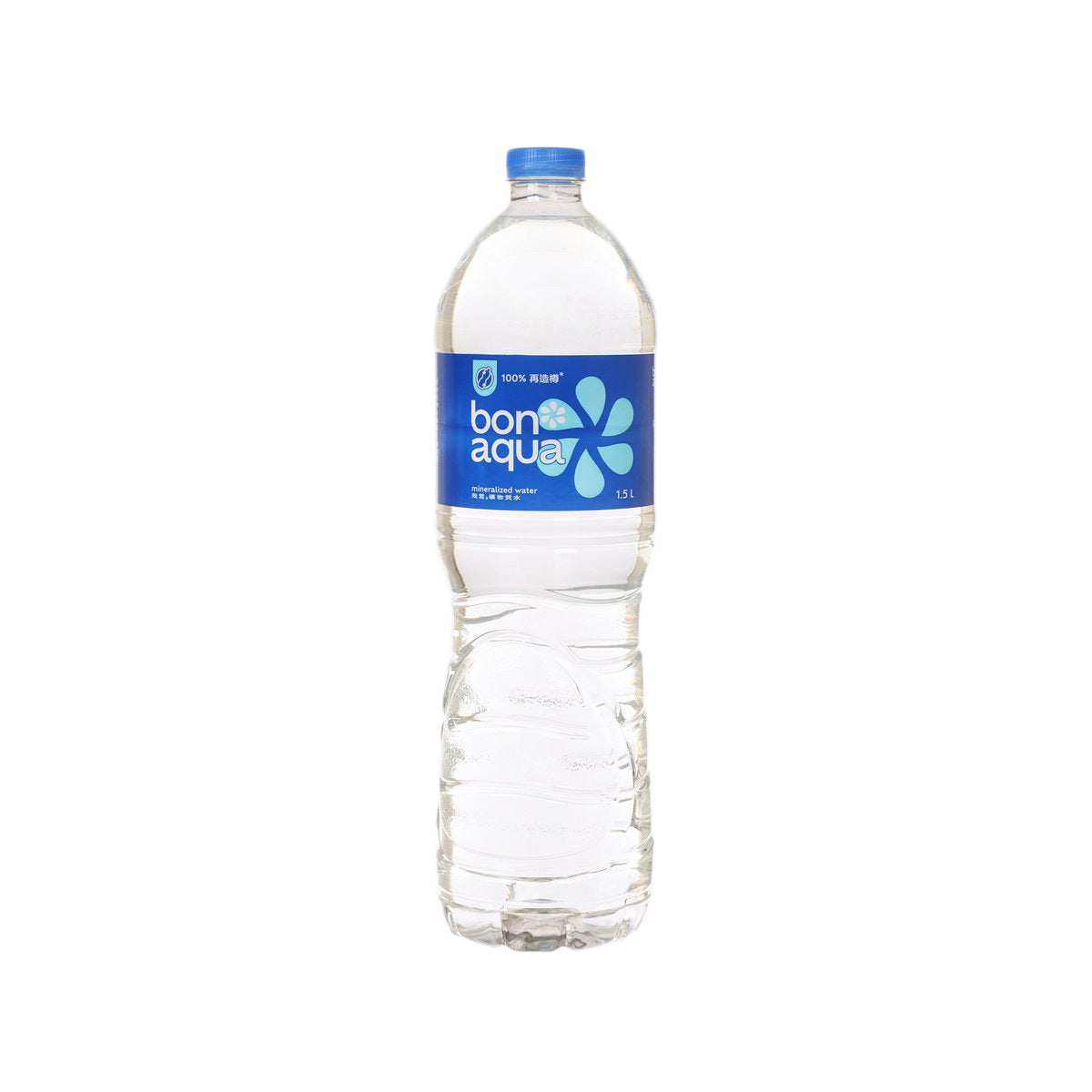 BONAQUA 1.5L mineral water PET bottle with blue cap