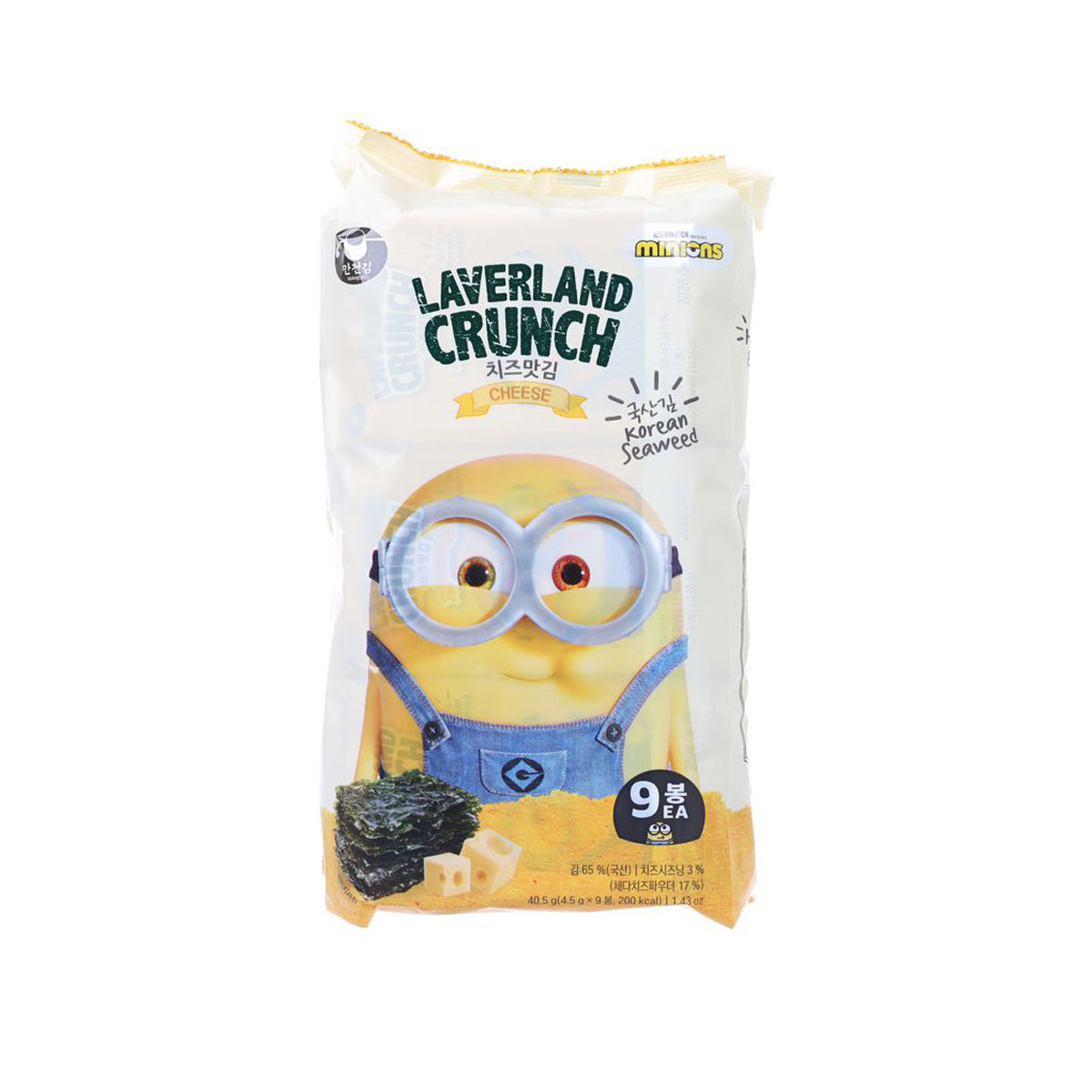 Laverland Crunch cheese-flavored seaweed snack pouch, 9-count pack