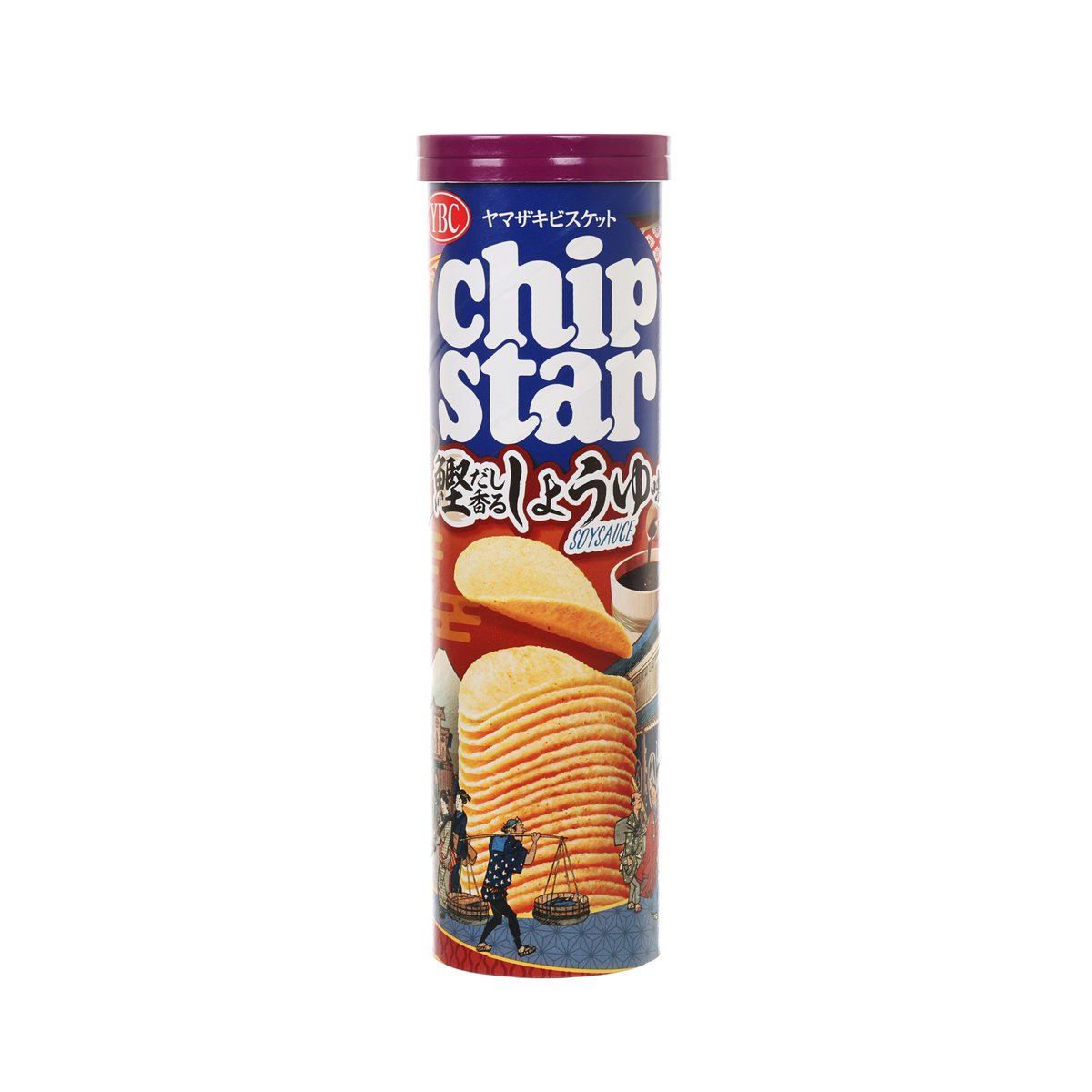 YBC Chip Star potato chip tube with star-shaped chips and soy sauce flavor artwork
