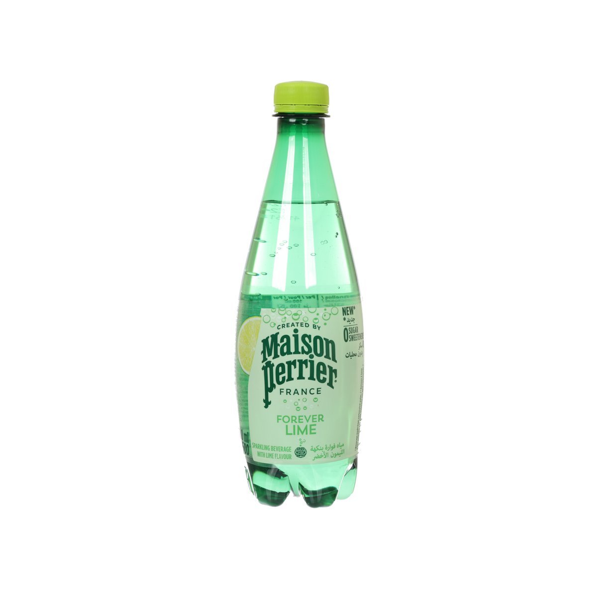 Sparkling mineral water lime flavor PET bottle, green with MAISON PERRIER label