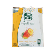 4-pack juice cans carton labeled Pineapple & Mango with Maison Perrier front panel