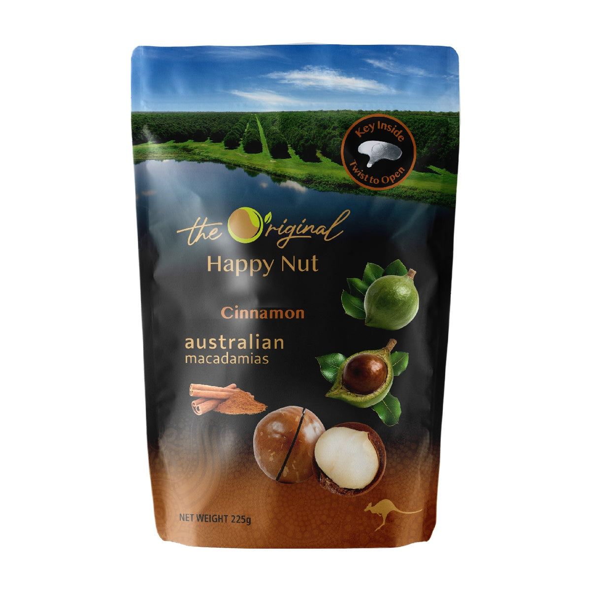 Cinnamon macadamia nuts pouch, 225 g