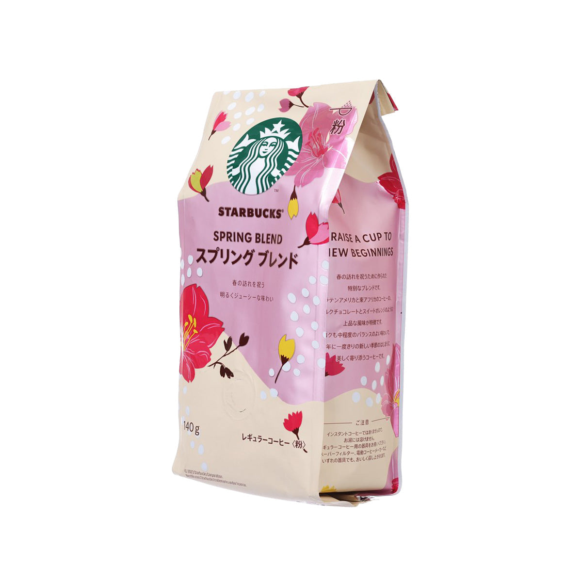 STARBUCKS Spring Blend ground coffee bag, 140 g, front panel text visible
