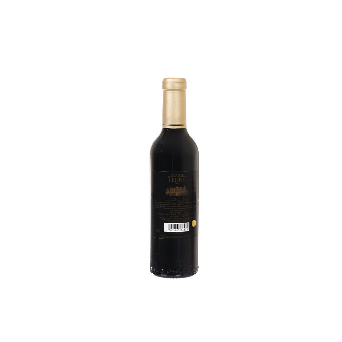 CH DU TERTRE wine bottle, Margaux 2022, 375 mL, back label with barcode