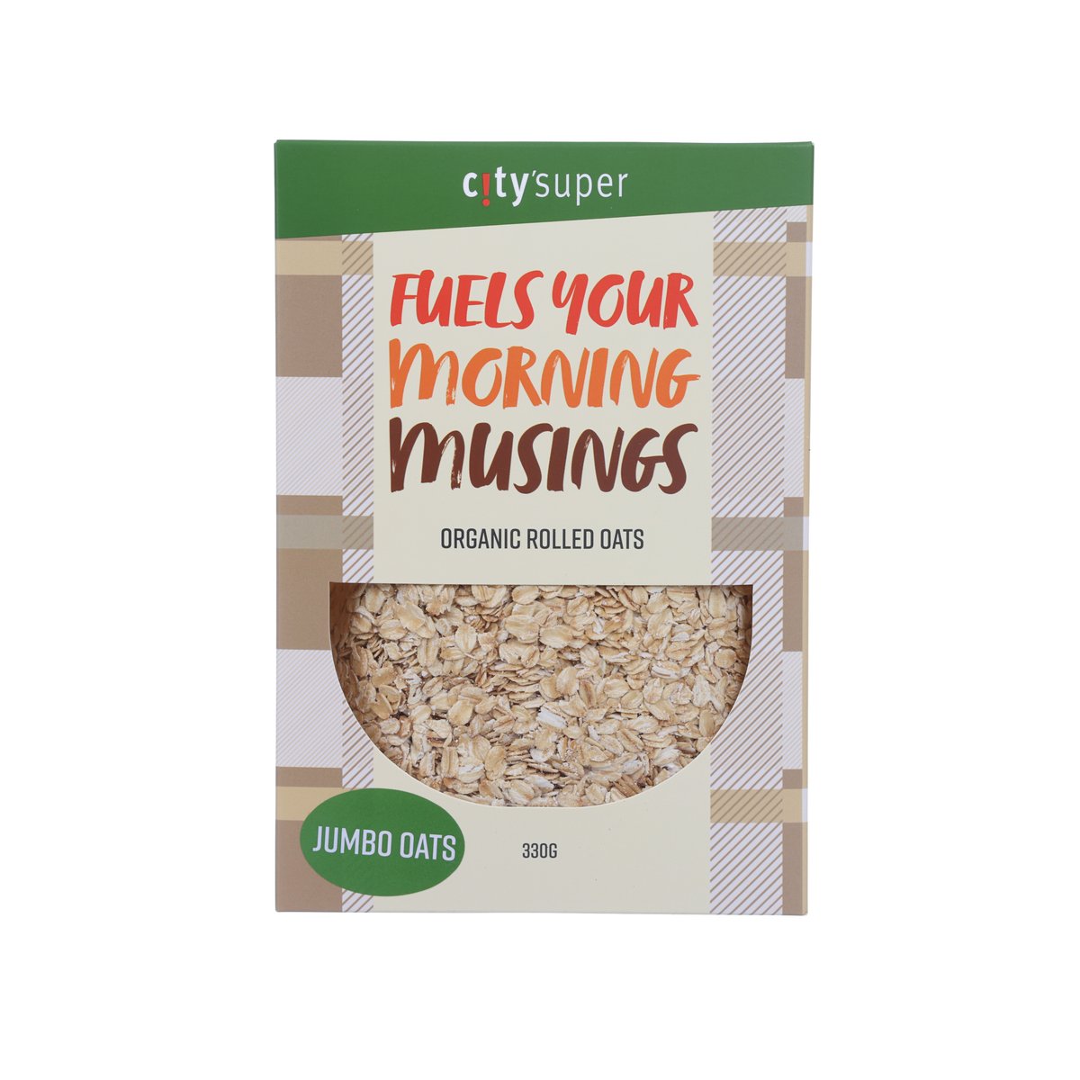 CITYSUPER organic rolled oats box, jumbo oats, 330 g