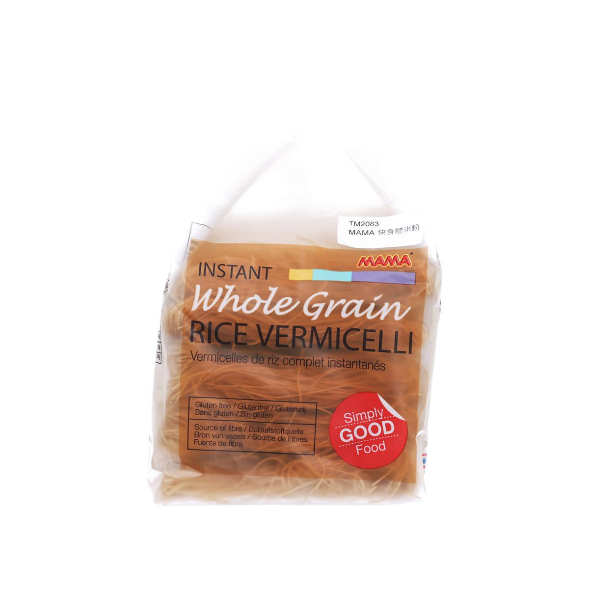 MAMA instant whole grain rice vermicelli pouch, front label and logo