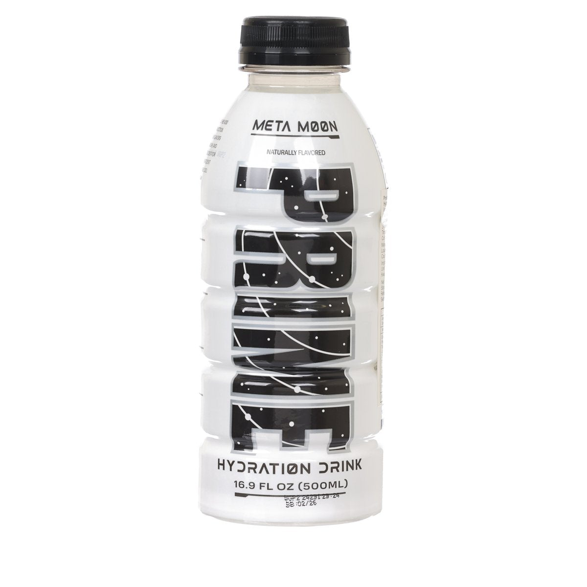 PRIME Meta Moon hydration drink PET bottle, black cap, 500 mL, starry label