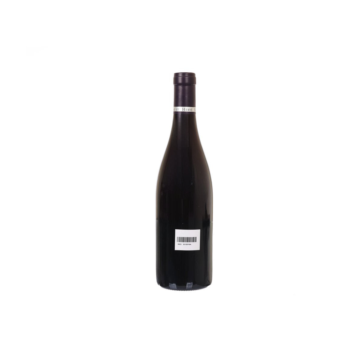 ANNE HERVE SIGAUT dark glass wine bottle with back label and barcode, 2021