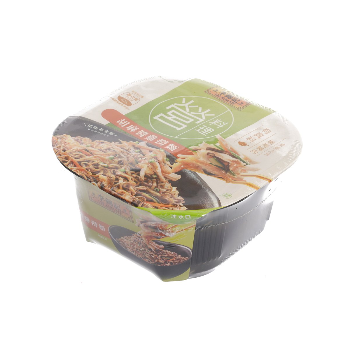 LEE KUM KEE chicken noodles sesame sauce bowl, sealed foil cup with green label