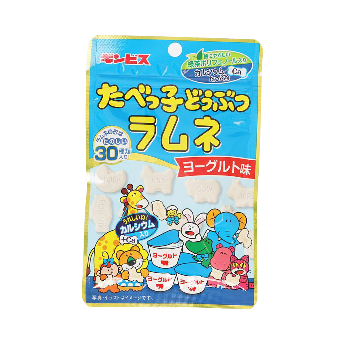 Yogurt ramune animal candy pouch with cartoon characters, 35 g