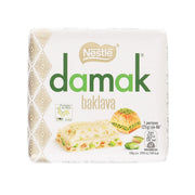 White chocolate and pistachio baklava box, Nestle Damak, front view packaging