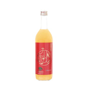 720mL apple juice bottle with clear glass and red front label