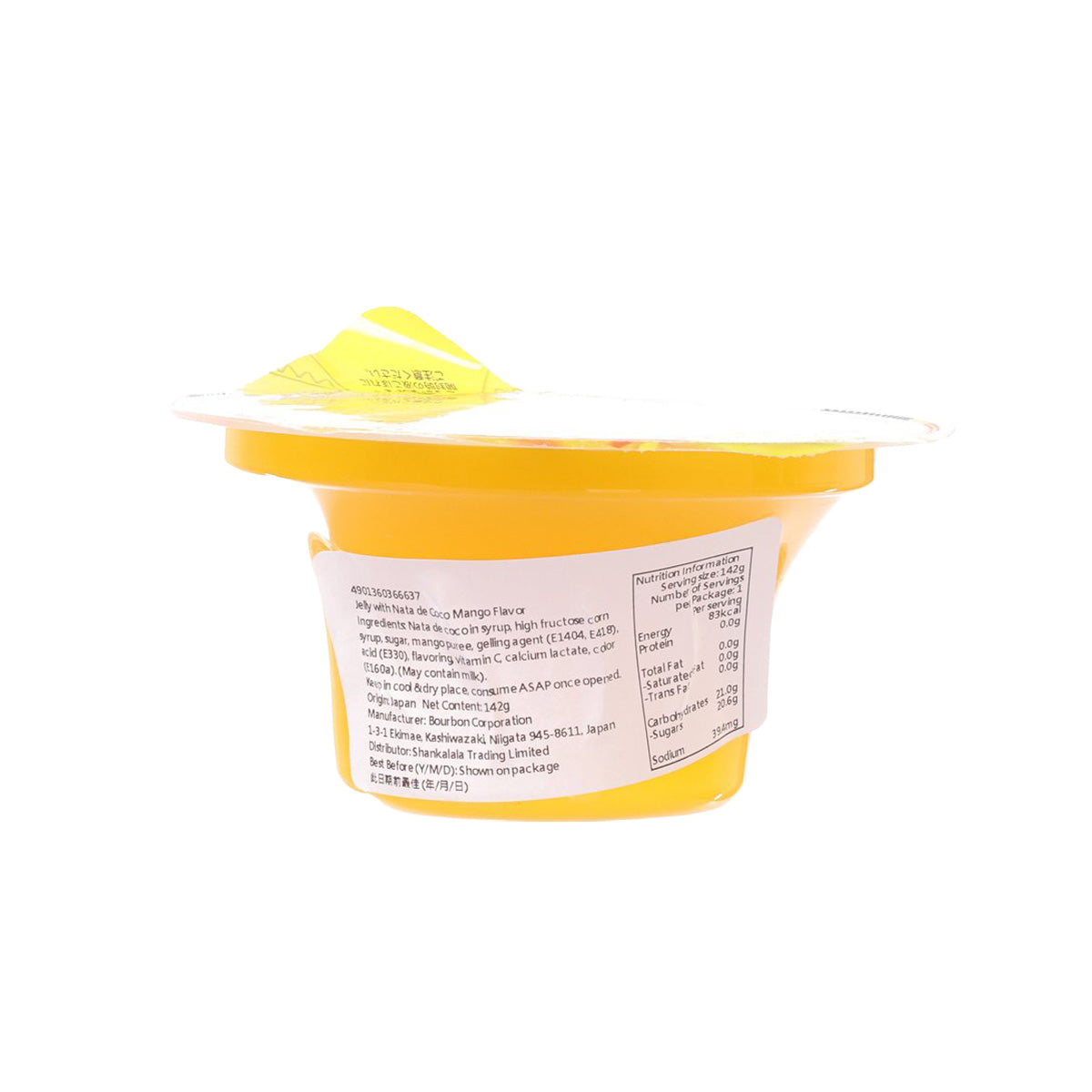Mango dessert cup 142 g, white container with orange fruit layer