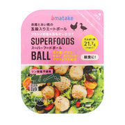 Pink pouch of chicken and duck five-grain meatballs with veggie graphic