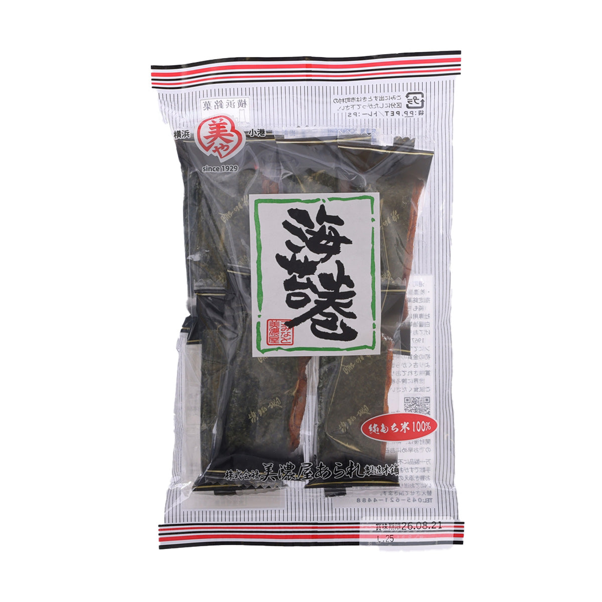 Seaweed rice cracker bag, black sheet crackers with green label