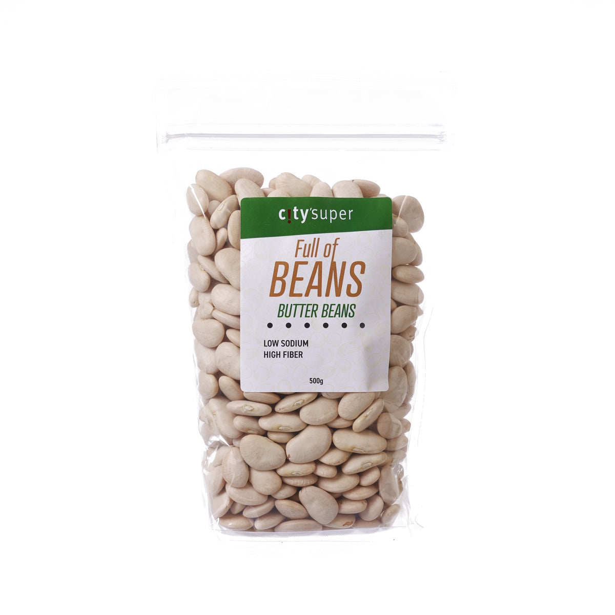 CITYSUPER butter beans 500g bag with label and pale beige beans inside
