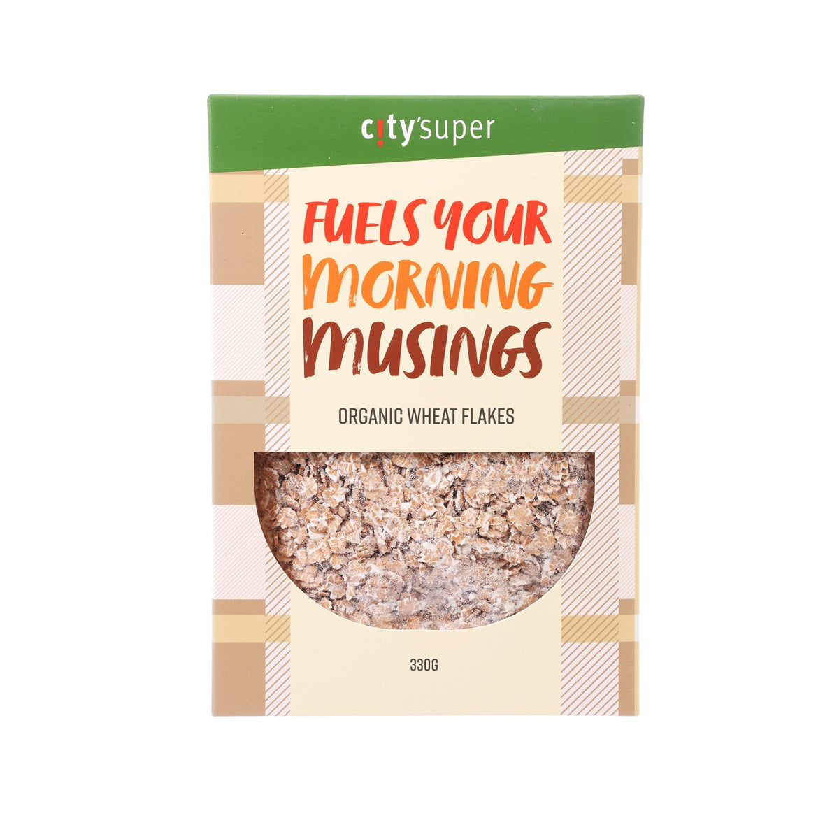 Organic wheat flakes pouch with CITYSUPER branding, 330 g net weight
