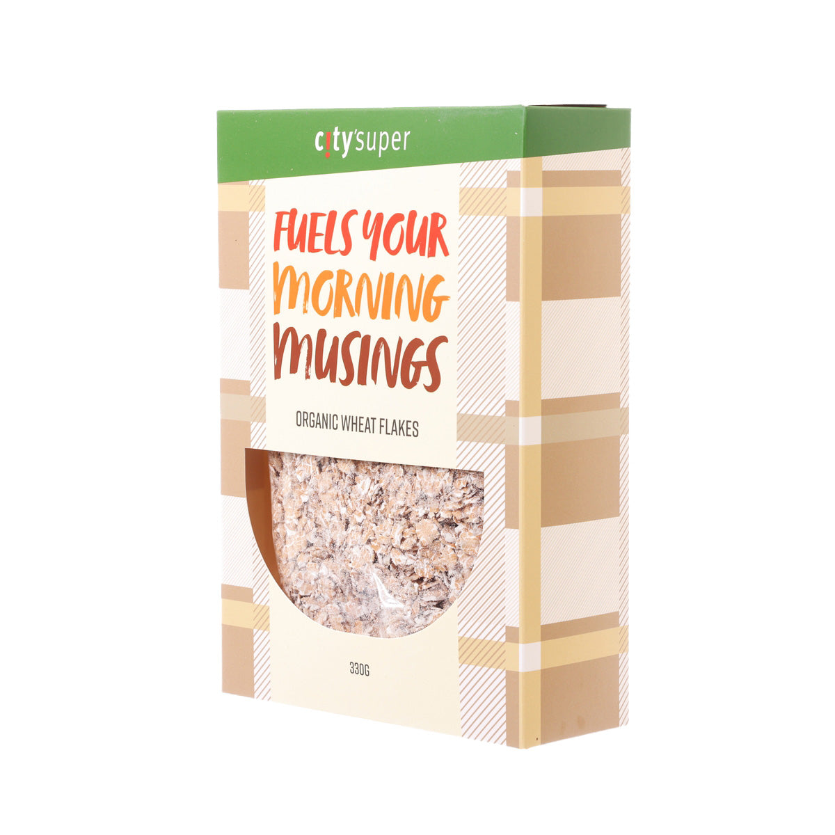 CITYSUPER organic wheat flakes pouch with front design and side panel