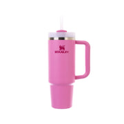 STANLEY 30oz vacuum tumbler in peony pink with straw lid and carry handle