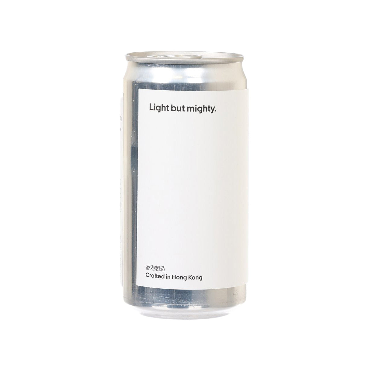 Diet tonic water can with "Light but mighty" text and Hong Kong badge