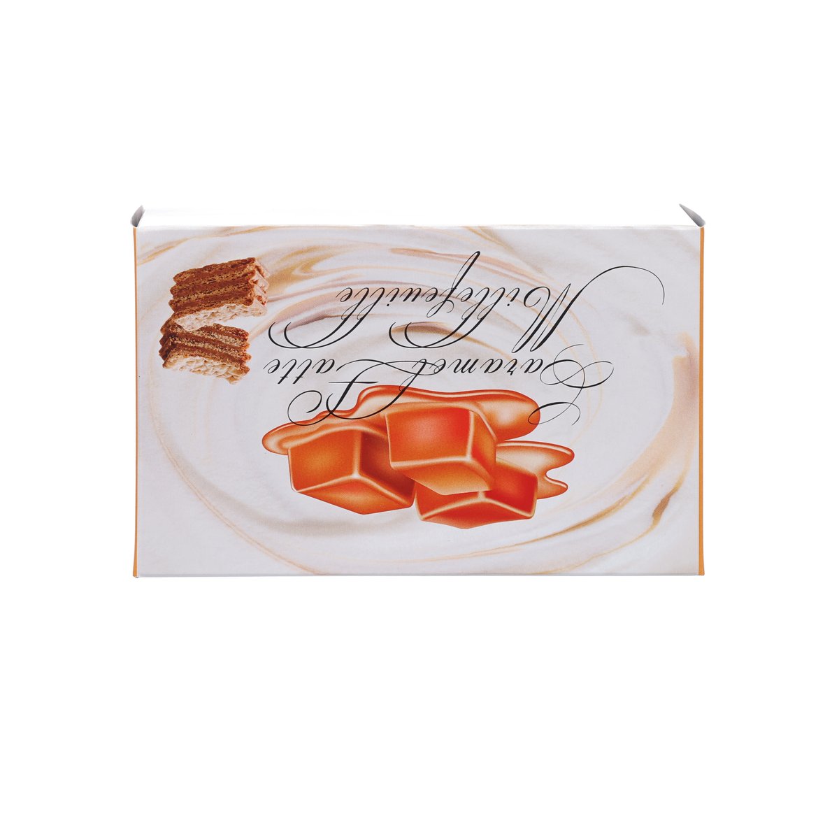 Caramel latte millefeuille gift box with 3 desserts, caramel artwork on front