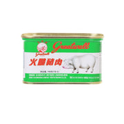GREATWALL chopped pork and ham canned food in green jar with gold lid