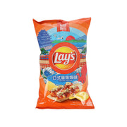 Lay's Takoyaki flavored potato chips bag, orange with Lay's logo and snack image