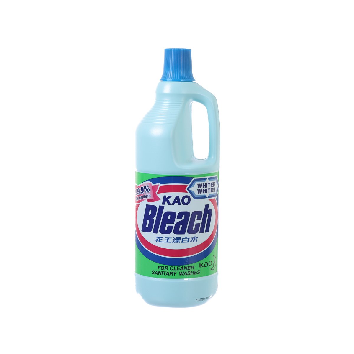 KAO Bleach 1500 mL bottle, blue liquid cleaner for sanitary washes