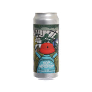 Hop Airdrop West Coast IPA beer can with red and blue illustrated front label