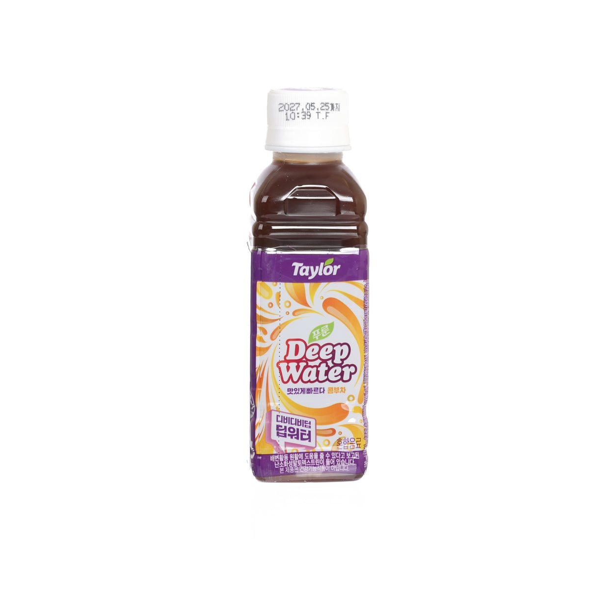 TAYLOR Deep Water kombucha PET bottle, front view with purple label