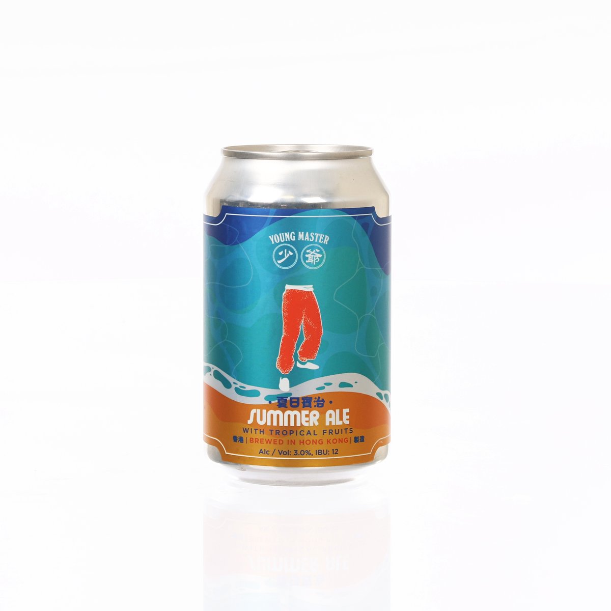 YOUNG MASTER tropical fruit ale can, 330 mL, blue-green label