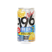 SUNTORY -196 sugar-free double lemon drink can, silver with yellow lemon art