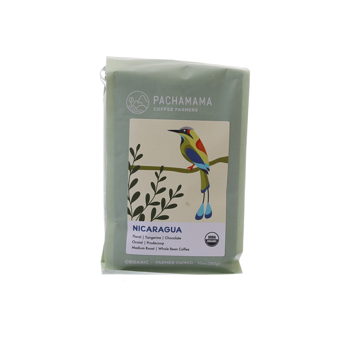 PACHAMAMA organic Nicaragua whole coffee bean bag, medium roast, 283 g