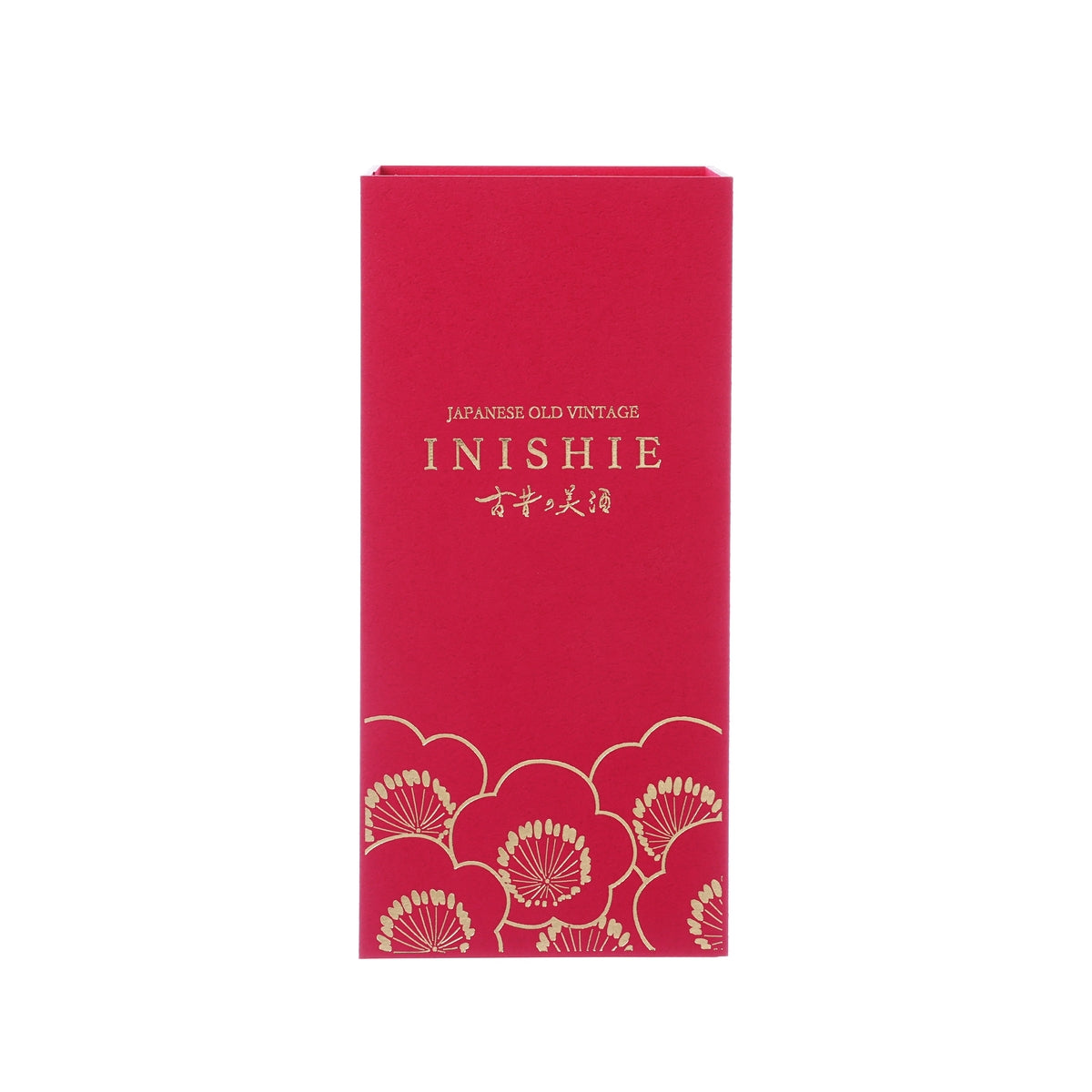 Red gift box with INISHIE branding and floral pattern along the bottom.