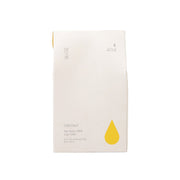 Honey stick pack pouch, white paper front with yellow honey droplet graphic
