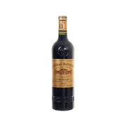 Red wine bottle with gold label, Pauillac 2021, 750 mL, front view