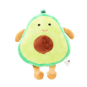 AROMA HOME avocado-shaped plush heatable toy with green body, brown belly patch, smiling face