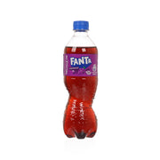 FANTA grape soda in 500 mL PET bottle with blue cap and dark red liquid